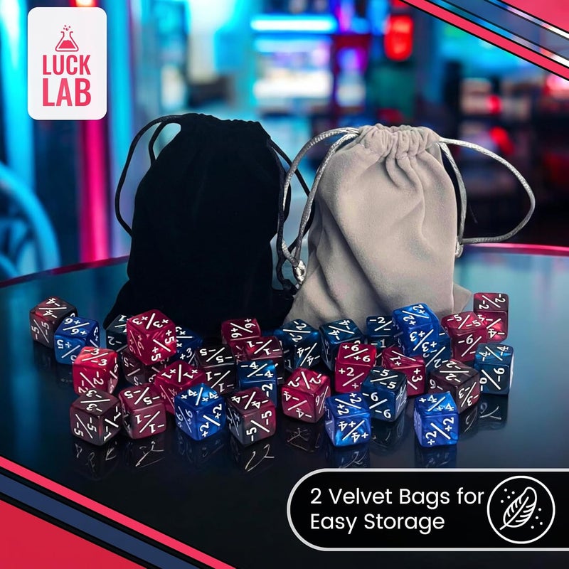 Luck Lab MTG Magic Life Counter Dice, 48 PCS - Compatible w/Magic Card Game Accessories, CCG Creature Stats w/ 2 Dice Bags (Blue Pearl, Blue Swirl, Red Pearl, Red Swirl) - Image 5